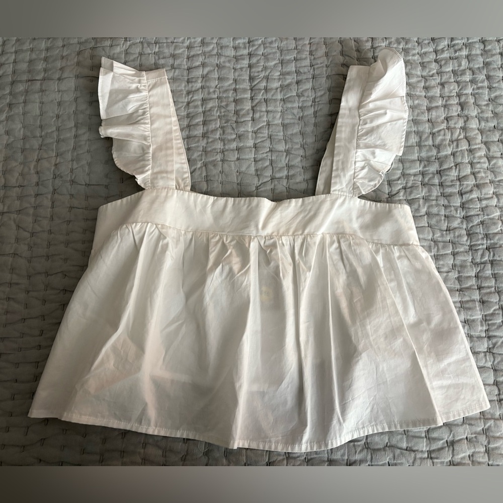 Vestique White Ruffle Strap Top NWT